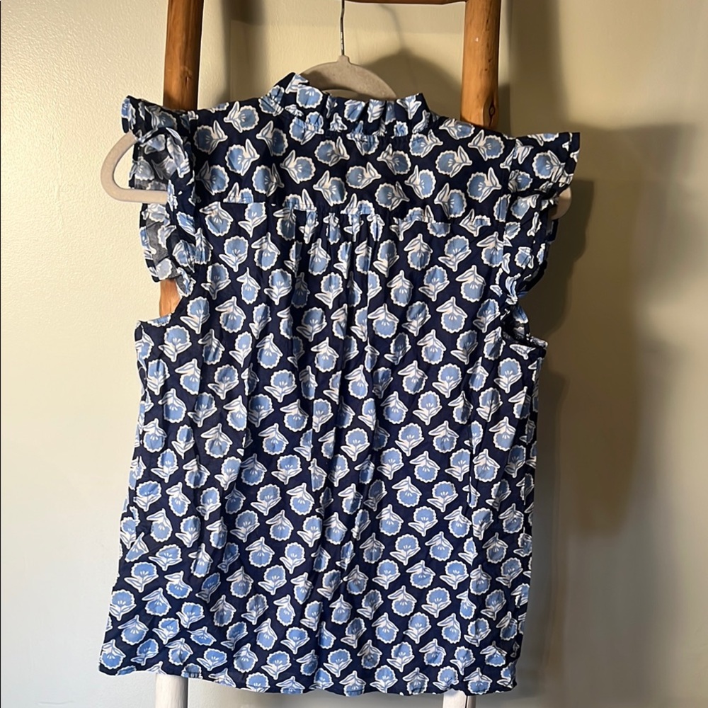 Blue Floral Ruffle Top - Picture 3 of 3
